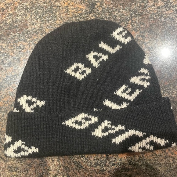 Balenciaga Allover Logo Black Beanie - Picture 2 of 3